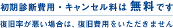 初期診断費用・キャンセル料は無料です。復旧率が悪い場合は、復旧費用をいただきません